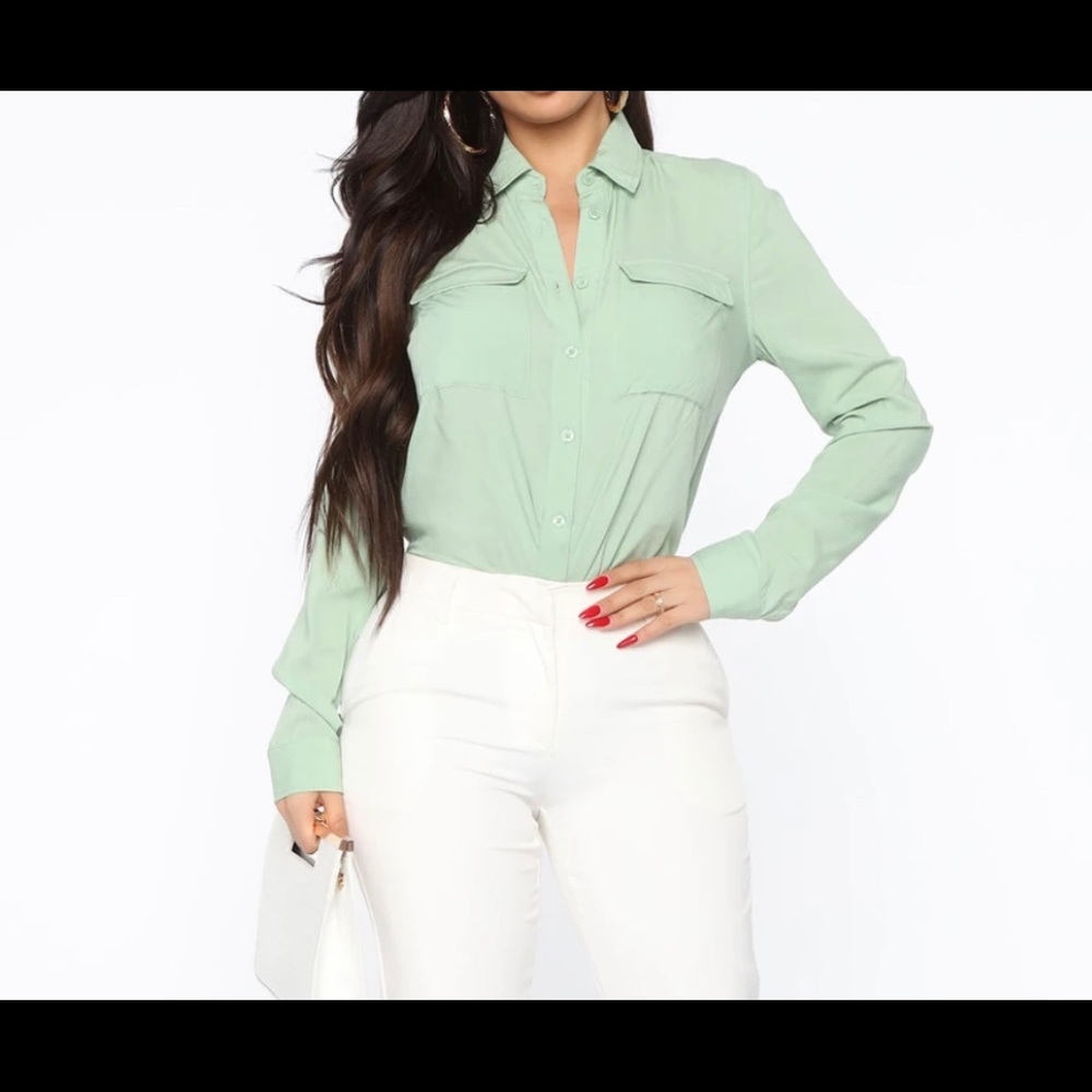 New Fashion Nova You Better Work Shirt ll Sage